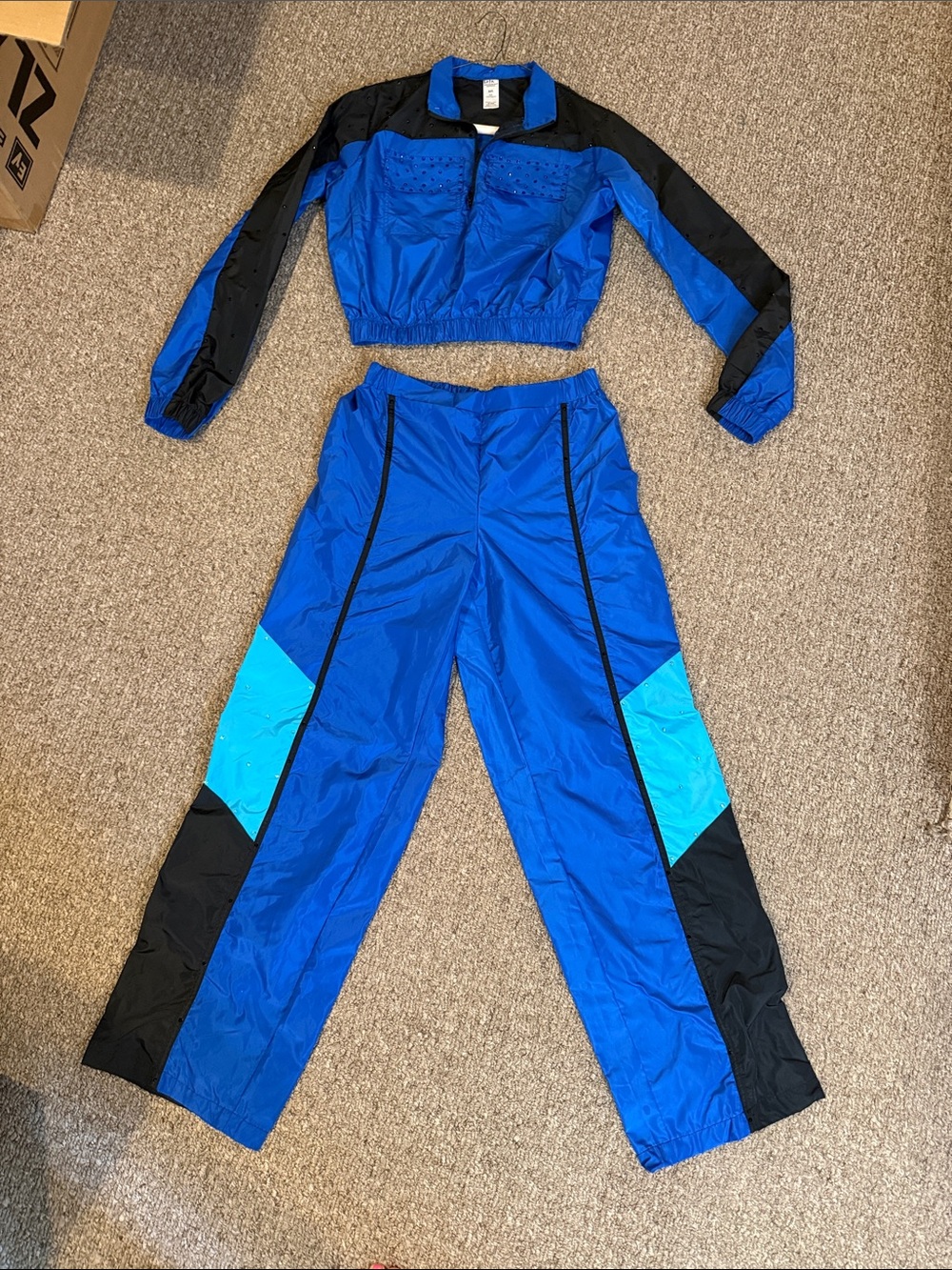 Weissman Blue Colorblock Track Pants - Black & Teal Accents